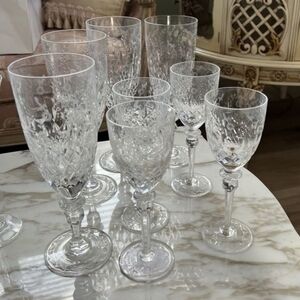 Rogaska Gallia Set of 4 Etched  Cut Crystal Goblets